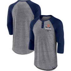Fanatics T-shirts Fanatics Men's Heathered Gray/Navy Detroit Tigers Iconic Above Heat Speckled Raglan Henley 3/4 Sleeve T-Shirt