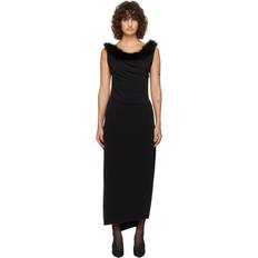 Black Boa Jersey Midi Dress - Black