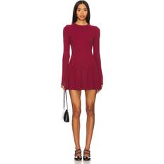 Scollo Quadrato Vestiti Free People Emmy Pleated Skirt Mini Dress - Aged Red