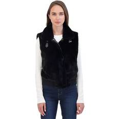 Faux Fur Vests Faux Fur Zip Front Vest - Black