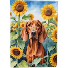 Red Flags Redbone Coonhound in Sunflowers Garden Flag