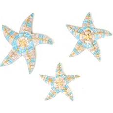 Turquoise Wall Decorations Romimex Turquoise Stars Decoration Set of 3 22 x 8 x 22 cm Wall Decor