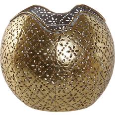 Kunstharpiks Lyslykter Home ESPRIT Golden Metal Crystal Candleholder 13.5 x 13.5 x 11.5 cm Candle Holder