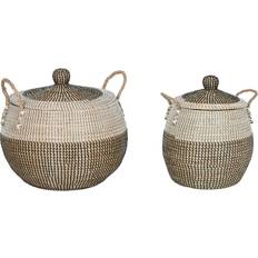 Metall Förvaringslådor Home ESPRIT Vit Svart Naturlig Korgset 45 x 45 x 48 cm Förvaringslåda 2st