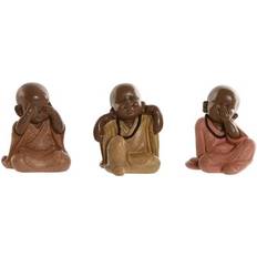 Orange Decorative Items Home ESPRIT Decorative Resin Monk Figure Orange Coral and Lime Figurine