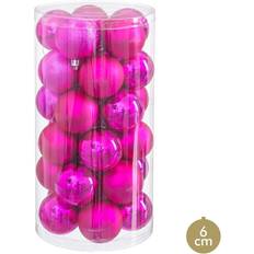 Fuchsia Baubles Plastic Set Ø 6 cm