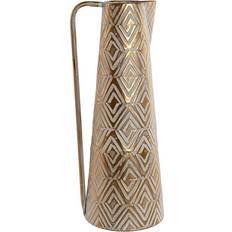 Metal Vases Home ESPRIT Modern White and Gold Metal 19.5 x 19.5 x 53 cm Vase