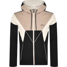 HUGO BOSS Saggy Color Block Zip Up Hoodie - Black/Beige