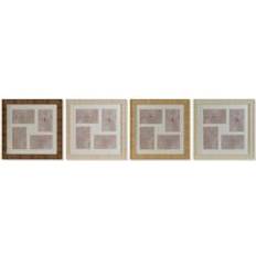 Krystal Vægdekorationer Home ESPRIT Skandinavisk Brun Beige Billedramme 38 x 2 x 38 cm Set af 4 Vægdekorationer