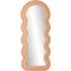 Velvet Interior Details Home ESPRIT Scandi Brown Waves Velvet 75 x 4 x 177 cm Wall Mirror