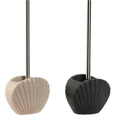 Home ESPRIT Grey Cream Resin Toilet Brush Set