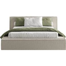 FEDVE Polsterbett Menfi aus Bouclé-Stoff 200x200 cm Beige Betten-Sets