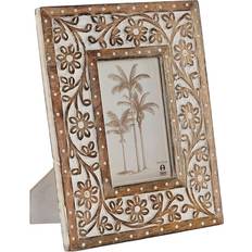Krystal Vægdekorationer Home ESPRIT Hvid Naturlig Krystal Mango Wood Ramme 21 x 2 x 26,5 cm Vægdekorationer