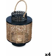 Metal Lanterns Gift Decor Black Metal Set with Rattan 17 x 23 x 17 cm Lantern