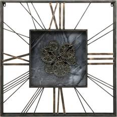 Metal Wall Clocks Home ESPRIT Black and Golden Metal Crystal 80 x 8 x 80 cm Wall Clock 80cm