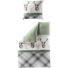 Bierbaum Brushed Cotton Bedding 4035 Duvet Cover Green, Silver