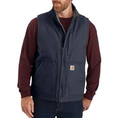 Blue Work Vests Carhartt Big Loose Fit Washed Duck Mock-Neck Vest - Navy