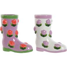 Krukker, Planter & Dyrkning Home ESPRIT Hvid Dolomit Støvle 21 x 11 x 22 cm Set of 2 Krukke