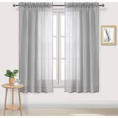 Curtains & Accessories DWCN Grey Sheer Curtains 52 x 72 inches Set of 2