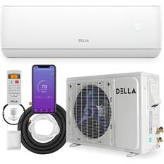 Della 12000 BTU Wifi Enabled Mini Split Air Conditioner & Heater Ductless Inverter System, 17 SEER 115V Energy Efficient Unit W/ 1 Ton Heat Pump, Pre-Charged Condenser, Cools Up to 550 Sq. Ft