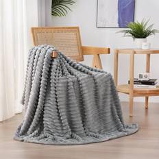 Linecooo Grey Fleece Throw Blanket 50 60 Super Soft Cozy Plush Microfiber Blankets