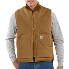 Brown Work Vests Carhartt V01 Relaxed Fit Firm Duck Insulated Rib Collar Vest - Carhartt Brown