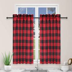 Curtains & Accessories Simple Deluxe Buffalo Check Kitchen Tier Curtains 26 W x 36 L 2 pcs