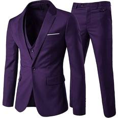Cloudstyle Men's Notch Lapel Modern Fit Suit - Purple