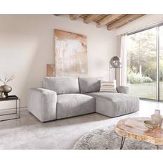 DeLife Ecksofa Lanzo L 260 x 160 cm Cord Silbergrau Sofa