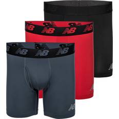 New Balance Men Men's Underwear New Balance Boxer Brief Fly Front with Pouch - Black/Team Red/Thunder
