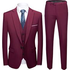 MY'S MYS Men's Blazer Vest Pants Set - Burgundy