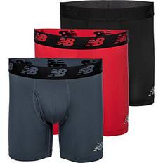 New Balance Men Men's Underwear New Balance Boxer Brief Fly Front with Pouch - Black/Team Red/Thunder
