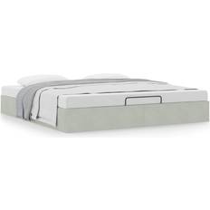 vidaXL Ottoman Utan Madrass Ljusgrå 180x200 cm Sammet Sängram