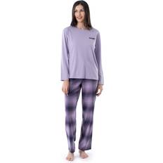 Wrangler Sleepwear Wrangler Jersey Top and Flannel Pant Sleep Pajama Set - Lilac/O