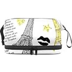 Gold Cosmetic Bags VAPOKF Gold Glitter Eiffer Tower Cosmetic Bag - Gold