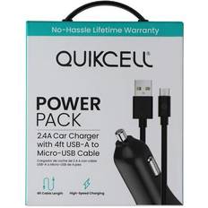 Mobile Phone Accessories Quikcell power pack 2.4a car charger with 4ft usb-a to micro-usb cable black