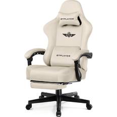 Office chair cushion GTPLAYER Gaming Chair Fabric with Pocket Spring Cushion, Big and Tall Gaming Chair 350LBS High Back Computer Chair with Footrest for Adults Lumbar Support Swivel Game Chair for Office Gaming Beige