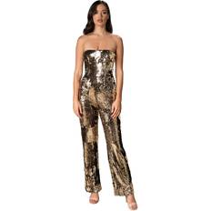 Gold Jumpsuits & Overalls Dress The Population Andy Strapless Sequin Wide Leg Jumpsuit - Gold