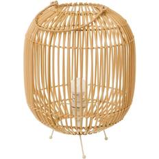 BigBuy Home Naturlig Metall Rattan Skrivbordslampa 27 x 27 x 35 cm Bordslampa