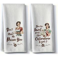 Microfiber Towels Temu 2-Piece Fun Towels - Retro Cartoon Pattern Kitchen Towel