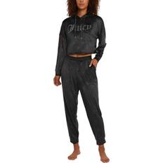 Juicy Couture Velvet Pajamas 2 Piece Lounge Sleepwear Set - Black