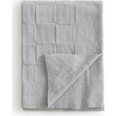 H&M Knitted Cotton Blanket 130 x 170 Blankets Grey (170x130cm)