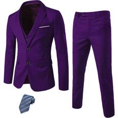 MY'S Men's 3 Piece Slim Fit Suit Set - Deep Purple