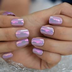 Nagelprodukter Temu Shiny Punk Style Press On Fake Nails - Metallic Purple