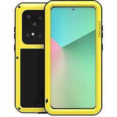 LOVE MEI Mobile Phone Cases LOVE MEI for Samsung Galaxy S20 Ultra Case,Aluminum Metal Gorilla Glass Waterproof Shockproof Military Heavy Duty Sturdy Protector Cover Hard Case for Samsung Galaxy S20 Ultra (S20 Ultra, Yellow)