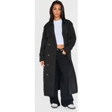 PrettyLittleThing Oversized Trench Coat - Black