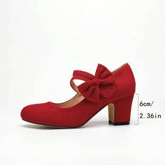 Polyurethane Heels & Pumps Shein Casual High Heels Mary Jane Shoes - Red