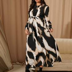 Short Dresses - Tie Dye Shein Maternity Shirt Long Sleeve Dress - Autumn