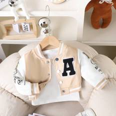 Shein Infant Streetwear Baseball Jacket - Beige