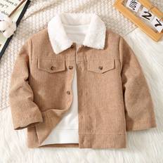 Corduroy Outerwear Shein Young Boys Casual Fleece Lined Corduroy Jacket - Autumn/Winter